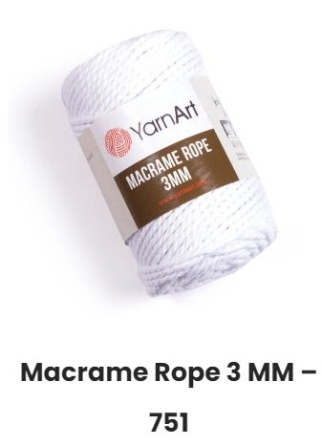 Macrame Rope (60% хлопок, 40% вискоза) - 63м / 250г (УПАКОВКА 4 МОТКА) фото 2